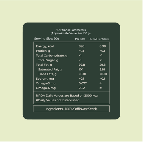 Wood Pressed Safflower Oil – Light, Pure & Heart-Healthy